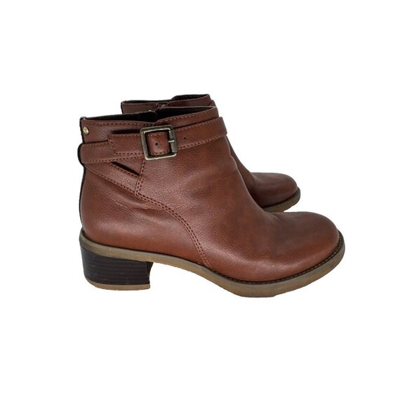 Woman's Rockport Brown leather ankle boots size 6, buckle heel - Picture 6 of 13